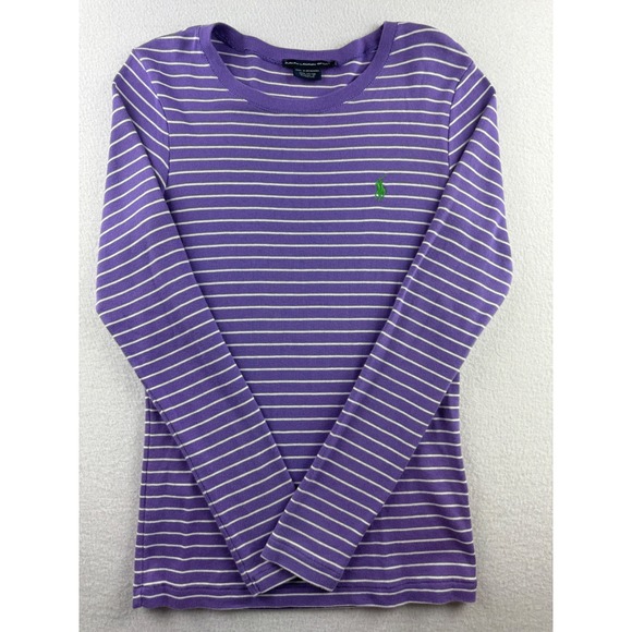 Ralph Lauren Sport Tops - Ralph Lauren Sport Purple White Striped Long Sleeve Cotton Tee Shirt Womens S